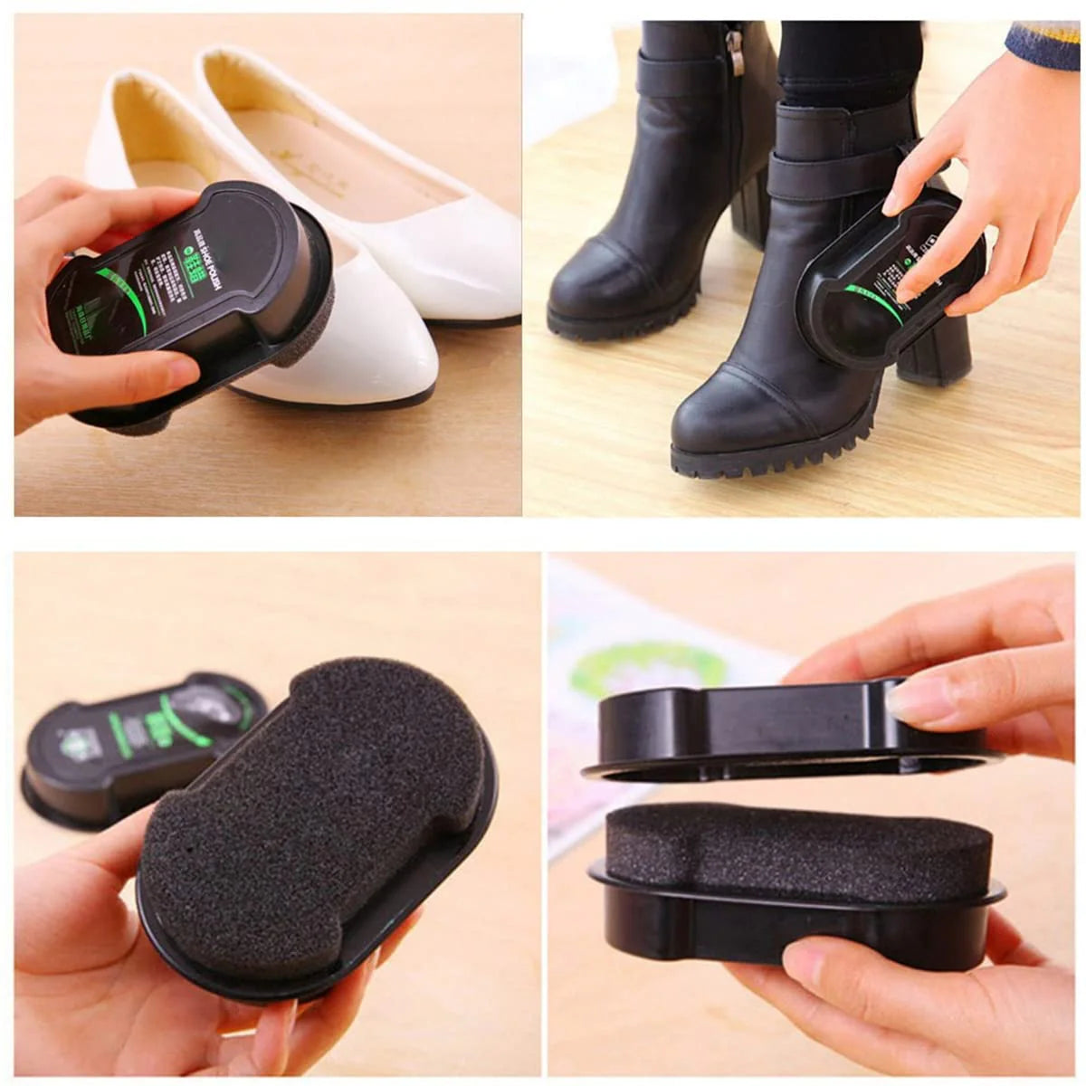 Shoes Wax Polish Double-Sided Shine Sponge Shoe Cleaner, Quick Cleaning Leather Shoes Cleaner Leather Polishing Waterless Liquid Wax Shoe Polishing